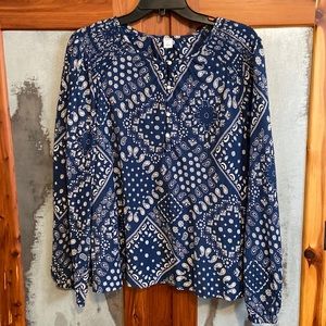 Navy Blue Bandana Print Top
